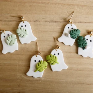 Monstera Ghost Earrings